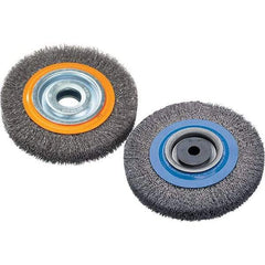 WALTER Surface Technologies - 8" OD, 1-1/4" Arbor Hole, Crimped Stainless Steel Wheel Brush - 1" Face Width, 0.0118" Filament Diam, 4,500 RPM - Industrial Tool & Supply