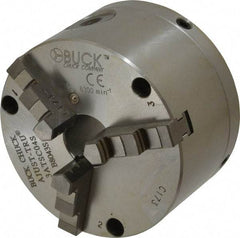 Buck Chuck Company - 3 Jaws, 4" Diam, Self Centering Manual Lathe Chuck - Front Mount, Adjustable, 6,300 Max RPM, 1.04" Through Hole Diam, Forged Steel - Industrial Tool & Supply