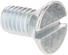 Import - #10-32 UNF, 3/8" OAL Slotted Drive Machine Screw - Flat Head, Grade 2 Steel, Zinc-Plated Finish, Without Washer - Industrial Tool & Supply