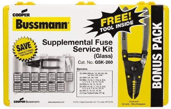 Cooper Bussmann - 32 to 250 VAC/VDC, Fuse Service Kit - 20 Amps, Glass and Ceramic - Industrial Tool & Supply