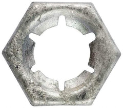 Made in USA - 1-8 Screw Size, Hex Speed Nut - Spring Steel, Hot Dipped Galvanized Finish, For Threaded Fasteners - Industrial Tool & Supply