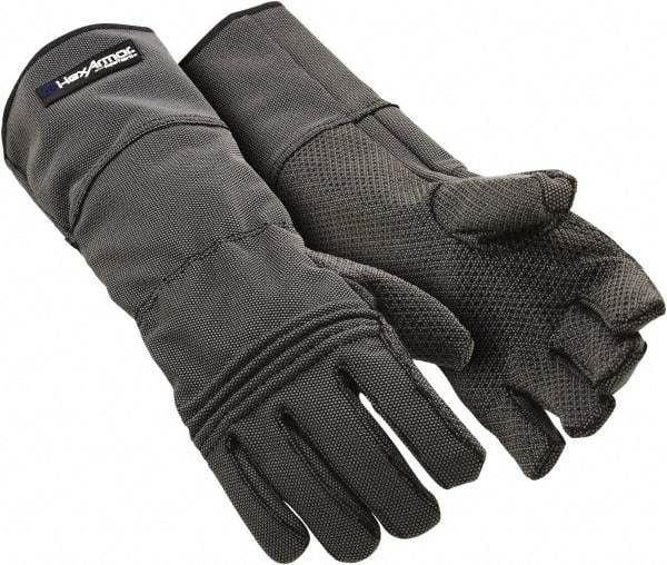 HexArmor - Size L (9), ANSI Cut Lvl A9, Puncture Lvl 3, Silicone Rubber Coated SuperFabric Cut Resistant Gloves - Palm Coated, Dyneema Lining, Gauntlet Cuff, Gray, Paired - Industrial Tool & Supply