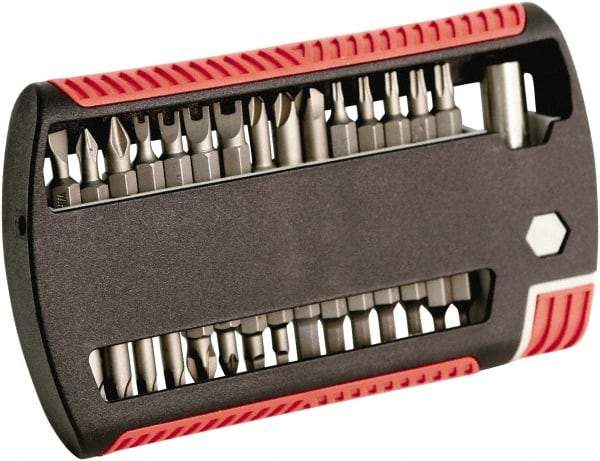 Wiha - 31 Piece, 1/4" Drive Screwdriver Bit Set - #1 to #2 Phillips, 5/64 to 1/4" Hex, T8 to T25 Torx, #1 & #2 Pozidriv - Industrial Tool & Supply