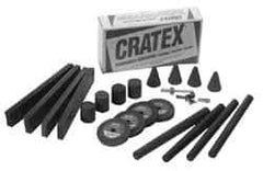 Cratex - 22 Piece Rubberized Abrasive Point Set - Includes 4 Blocks, 4 Cones, 2 Mandrels, 4 Sticks & 4 Wheels - Industrial Tool & Supply