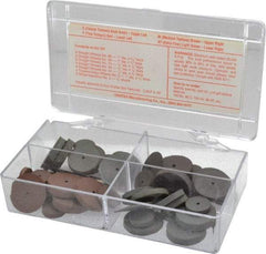 Cratex - 38 Piece Rubberized Small Abrasive Wheel Set - Mounted on 1/8" Diam Shank, Mandrels Included - Industrial Tool & Supply