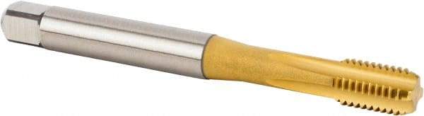 Kennametal - M5x0.80 Metric Coarse 6HX 3 Flute TiCN/TiN Finish Powdered Metal Straight Flute Machine Tap - Bottoming, Right Hand Thread, 70mm OAL, 10mm Thread Length, Oversize - Exact Industrial Supply