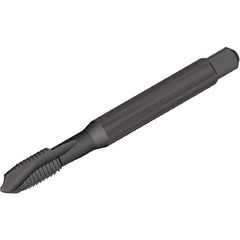 Kennametal - 7/16-14, 3 Flute, Oxide Finish, Vanadium High Speed Steel Spiral Point Tap - Plug Chamfer, Right Hand Thread, 100mm OAL, 18mm Thread Length, 8mm Shank Diam, 2B Class of Fit, Series T820 - Exact Industrial Supply