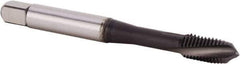 Kennametal - #6-32 UNC 2 Flute 2BX Plug Spiral Flute Tap - Powdered Metal, TiN/CrC/C Finish, 50.55mm OAL, Left Hand Flute, Right Hand Thread, Series T620 - Exact Industrial Supply