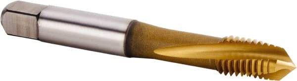 Kennametal - M10x1.50 Metric 3 Flute 6HX Plug Spiral Flute Tap - Powdered Metal, TiCN/TiN Finish, 74.17mm OAL, Left Hand Flute, Right Hand Thread, Series T620 - Exact Industrial Supply