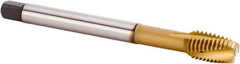 Kennametal - M12x1.75 Metric 3 Flute 6HX Plug Spiral Flute Tap - Powdered Metal, TiCN/TiN Finish, 110mm OAL, Left Hand Flute, Right Hand Thread, Series T621 - Exact Industrial Supply