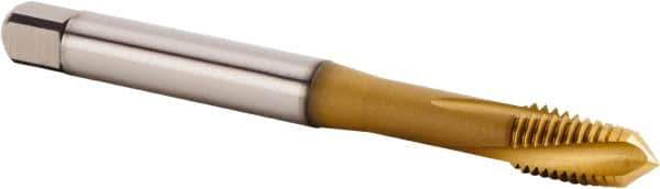 Kennametal - M6x1.00 Metric 3 Flute 6HX Plug Spiral Flute Tap - Powdered Metal, TiCN/TiN Finish, 80mm OAL, Left Hand Flute, Right Hand Thread, Series T620 - Exact Industrial Supply