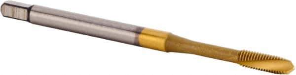 Kennametal - M4x0.70 Metric 3 Flute 6HX Plug Spiral Flute Tap - Powdered Metal, TiCN/TiN Finish, 63mm OAL, Left Hand Flute, Right Hand Thread, Series T620 - Exact Industrial Supply