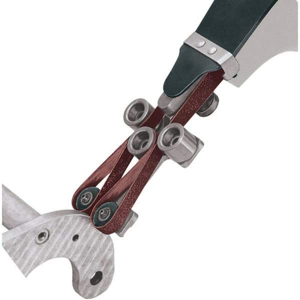 Dynabrade - 3/8" Wide Contact Wheel Assembly Arm - For Two-Edge Deburring, 34" Belt Length x 1/2" Belt Width, Round Radius, Rubber, 70" Contact Wheel Diam - Industrial Tool & Supply
