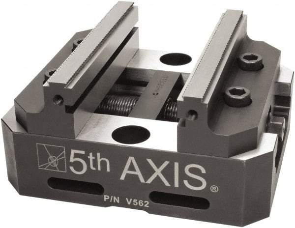 5th Axis - 5" Jaw Width, Manual Self Centering Vise - 6" OAL x 5" OAW x 3" OAH - Industrial Tool & Supply