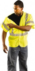 PRO-SAFE - Size XL/2XL High Visibility Yellow Mesh Breakaway Vest - 55" Chest, ANSI 107-2010, Hook & Loop Closure, 2 Pockets, Polyester - Industrial Tool & Supply