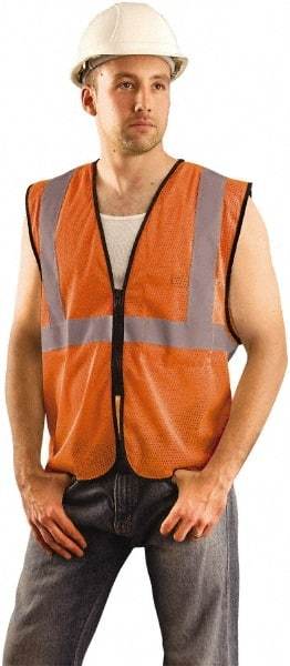 PRO-SAFE - Size 2X/3XL High Visibility Orange Mesh General Purpose Vest - 58" Chest, ANSI 107-2010, Zipper Closure, 1 Pocket, Polyester - Industrial Tool & Supply