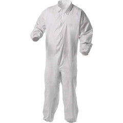 KleenGuard - Size 4XL Film Laminate General Purpose Coveralls - White, Zipper Closure, Elastic Cuffs, Elastic Ankles, Serged Seams - Industrial Tool & Supply