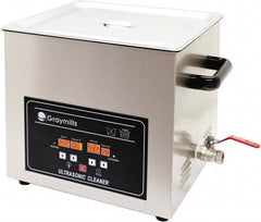Graymills - Bench Top Water-Based Ultrasonic Cleaner - 1.7 Gal Max Operating Capacity, 304 Stainless Steel Tank, 304.8mm High x 13" Long x 7" Wide, 120 Input Volts - Industrial Tool & Supply