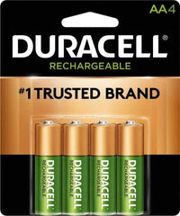 Duracell - Size AA, NiMH, 4 Pack, Standard Battery - 1.2 Volts, Button Tab Terminal, 61951-2:2003-04 - Industrial Tool & Supply