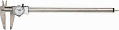 TESA Brown & Sharpe - 0" to 12" Range, 0.001" Graduation, 0.1" per Revolution, Dial Caliper - White Face, 2.5" Jaw Length, Accurate to 0.02mm/0.03mm - Industrial Tool & Supply