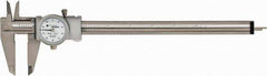 TESA Brown & Sharpe - 0" to 8" Range, 0.001" Graduation, 0.1" per Revolution, Dial Caliper - White Face, 1.9" Jaw Length, Accurate to 0.02mm/0.03mm - Industrial Tool & Supply