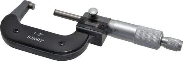 Value Collection - 1 to 2" Range, 0.0001" Graduation, Mechanical Outside Micrometer - Ratchet Stop Thimble, Digital Counter - Industrial Tool & Supply