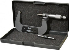 Value Collection - 3 to 4" Range, 0.0001" Graduation, Mechanical Outside Micrometer - Ratchet Stop Thimble, Digital Counter - Industrial Tool & Supply