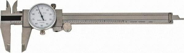 Value Collection - 0" to 6" Range, 0.001" Graduation, 0.1" per Revolution, Dial Caliper - White Face - Industrial Tool & Supply