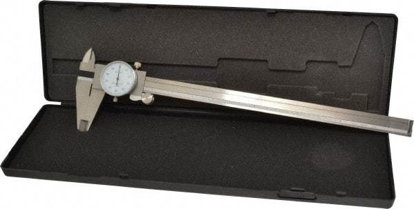 Value Collection - 0" to 12" Range, 0.001" Graduation, 0.1" per Revolution, Dial Caliper - White Face - Industrial Tool & Supply