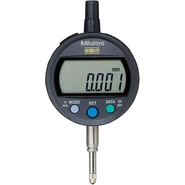 Mitutoyo - 0 to 12.7mm Range, 0.001mm Graduation, Electronic Drop Inidicator - Flat Back, 0.003mm Accuracy, LCD Display, Metric - Industrial Tool & Supply