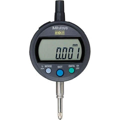 Mitutoyo - 0 to 12.7mm Range, 0.001mm Graduation, Electronic Drop Inidicator - Flat Back, 0.003mm Accuracy, LCD Display, Metric - Industrial Tool & Supply