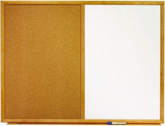 Quartet - 48" Wide x 36" High Dry Erase Combination Cork Bulletin Board - Melamine, White/Brown - Industrial Tool & Supply