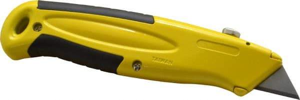 PHC - Retractable Utility Knife - 2-1/4" Blade, Yellow Zinc Handle, 5 Blades Included - Industrial Tool & Supply