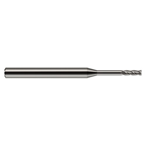 Miniature End Mills - Long Reach, Standard Flute - 0.1875″ (3/16″) Cutter Diameter × 0.5620″ (9/16″) Length of Cut × 1.0000″ (1″) Reach Carbide Square End Mill, 4 Flutes
