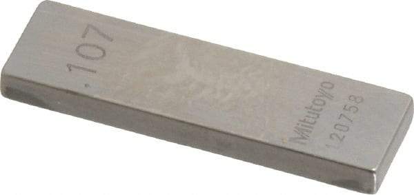 Mitutoyo - 0.107" Rectangular Steel Gage Block - Accuracy Grade 0, Includes Certificate of Inspection - Industrial Tool & Supply