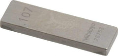 Mitutoyo - 0.107" Rectangular Steel Gage Block - Accuracy Grade 0, Includes Certificate of Inspection - Industrial Tool & Supply