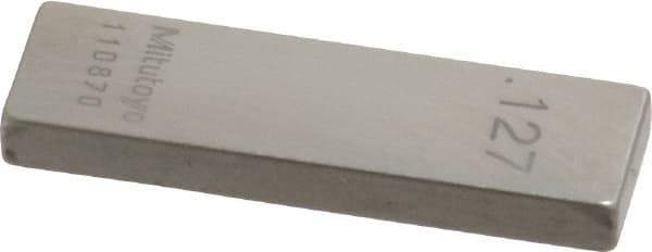 Mitutoyo - 0.127" Rectangular Steel Gage Block - Accuracy Grade 0, Includes Certificate of Inspection - Industrial Tool & Supply