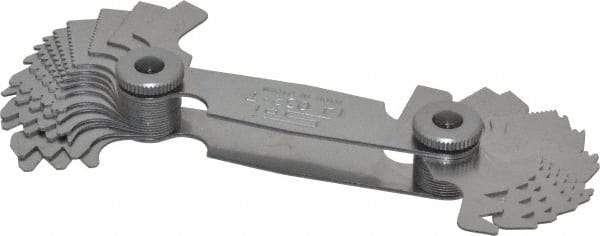 SPI - 28 Leaf, 0.5 to 6mm Pitch Range, 4 to 56 TPI Range, Stainless Steel Screw Pitch Gage - 60° Thread Angle - Industrial Tool & Supply