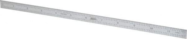 SPI - 12" Long, 1/50, 1/10" and 0.5, 1mm Graduation, Flexible Steel Rule - Decimal/Metric Graduation Style, 1/2" Wide, Silver, Satin Chrome Finish - Industrial Tool & Supply