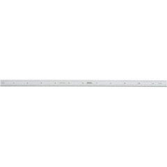 SPI - 12" Long, 1/100, 1/10" and 0.5, 1mm Graduation, Flexible Steel Rule - Decimal/Metric Graduation Style, 1/2" Wide, Silver, Satin Chrome Finish - Industrial Tool & Supply