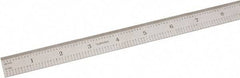 SPI - 18" Long, 1/100, 1/10" and 0.5, 1mm Graduation, Flexible Steel Rule - Decimal/Metric Graduation Style, 3/4" Wide, Silver, Satin Chrome Finish - Industrial Tool & Supply