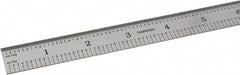 SPI - 24" Long, 1/100, 1/10" and 0.5, 1mm Graduation, Flexible Steel Rule - Decimal/Metric Graduation Style, 3/4" Wide, Silver, Satin Chrome Finish - Industrial Tool & Supply