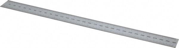 SPI - 12" Long, 1/100, 1/10" and 0.5, 1mm Graduation, Rigid Steel Rule - Decimal/Metric Graduation Style, 1" Wide, Silver, Satin Chrome Finish - Industrial Tool & Supply
