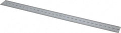 SPI - 12" Long, 1/100, 1/10" and 0.5, 1mm Graduation, Rigid Steel Rule - Decimal/Metric Graduation Style, 1" Wide, Silver, Satin Chrome Finish - Industrial Tool & Supply