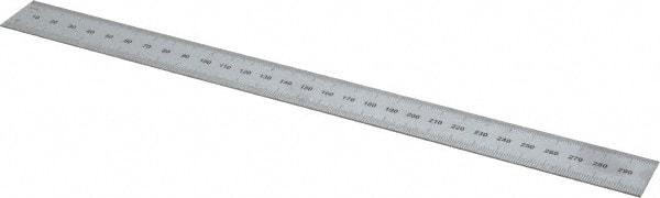 SPI - 12" Long, 0.5, 1mm Graduation, Rigid Steel Rule - Metric Graduation Style, 1" Wide, Silver, Satin Chrome Finish - Industrial Tool & Supply