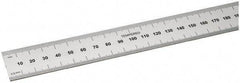 SPI - 18" Long, 0.5, 1mm Graduation, Rigid Steel Rule - Metric Graduation Style, 1-1/8" Wide, Silver, Satin Chrome Finish - Industrial Tool & Supply
