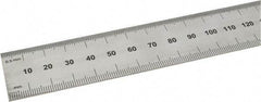 SPI - 24" Long, 0.5, 1mm Graduation, Rigid Steel Rule - Metric Graduation Style, 1-1/8" Wide, Silver, Satin Chrome Finish - Industrial Tool & Supply
