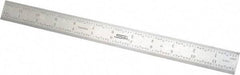 SPI - 12" Long, 1/64, 1/32, 1/16, 1/8" Graduation, Rigid Steel Rule - 4R Graduation Style, 1" Wide, Silver - Industrial Tool & Supply