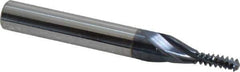 Accupro - #10-24 UNC, 0.12" Cutting Diam, 3 Flute, Solid Carbide Helical Flute Thread Mill - Internal Thread, 5/16" LOC, 2" OAL, 1/4" Shank Diam - Industrial Tool & Supply