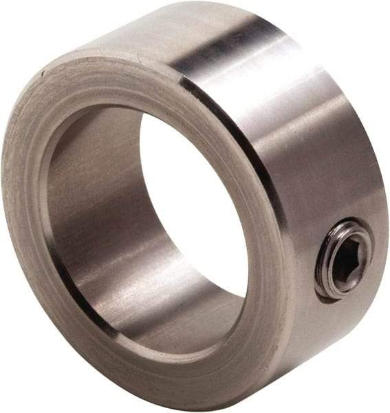 Climax Metal Products - 5/32" Bore, Stainless Steel, Set Screw Shaft Collar - 7/16" Outside Diam, 1/4" Wide - Industrial Tool & Supply